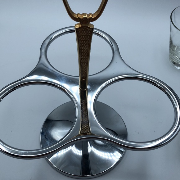 Vintage Glass and Brass Dip Carousel/Appetizer Server/ Condiments/Drink Caddy - Picture 5 of 7